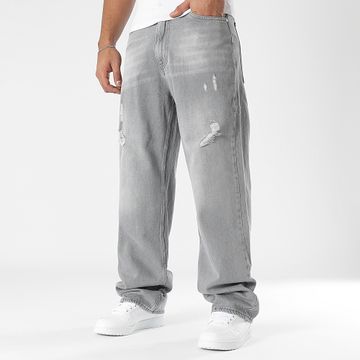 LBO - Jeans baggy a gamba larga con trattamento Destroy 3575 Denim Grigio chiaro