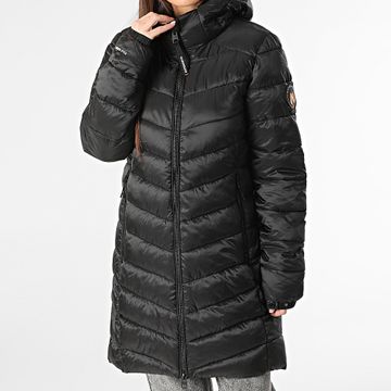 Superdry - Fuji Cappotto lungo da donna con cappuccio nero
