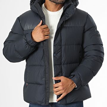 Tommy Hilfiger - Puffer con cappuccio Mix Down 7369 blu navy