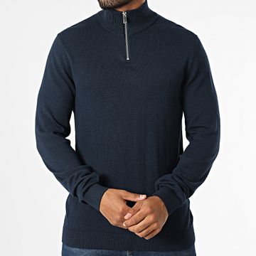 Produkt - Ori Basic - Maglione con zip alta in marina