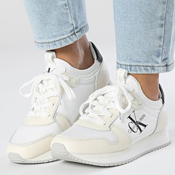 Calvin Klein - Sneakers donna Runner Sock LaceUp 1616 Bright White Black