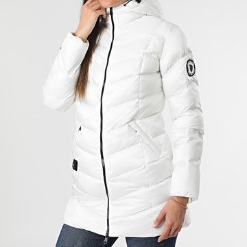 Comme Des Loups - Vienna, piumino lungo da donna con cappuccio, bianco