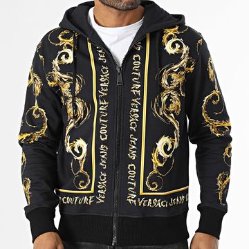 Versace Jeans Couture - Chrome Gold 77GAI3ZC Felpa con cappuccio e zip in pile giallo nero