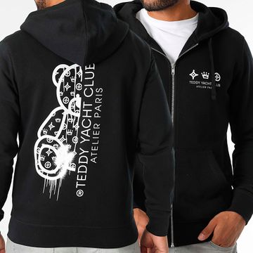 Teddy Yacht Club - Felpa con cappuccio e zip, nero, bianco