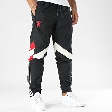 Adidas Originals - Pantaloni da jogging Manchester United FC IS6527 Nero Bianco Rosso