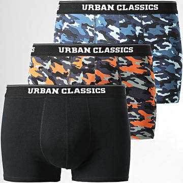 Urban Classics - Set di 3 boxer mimetici TB3538 nero navy arancione