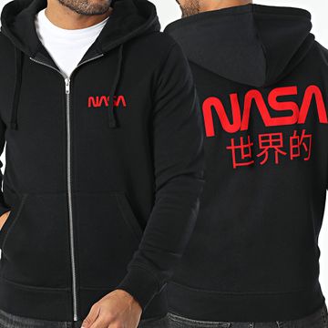 NASA - Felpa con zip e cappuccio Giappone Rosso Nero