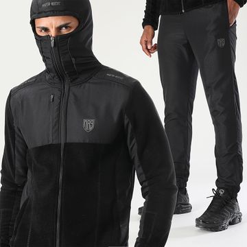 MA9 Mafia Nueve - Set di felpe con cappuccio Essential in pile nero riflettente
