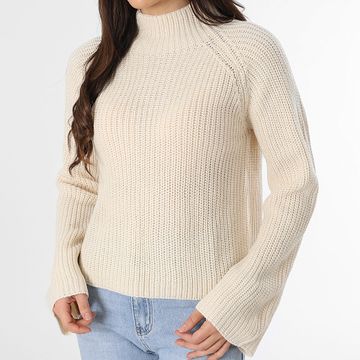 Only - Maglione donna a collo alto Justy Tine Beige chiaro