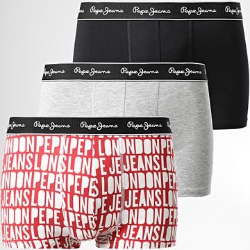 Pepe Jeans - Set di 3 boxer PMU11167 Nero Heather Grigio Rosso