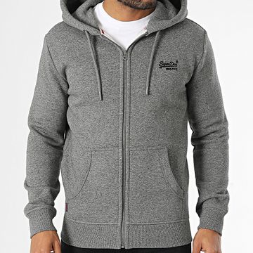 Superdry - Felpa Essential Logo Zip con cappuccio M2013116A Grigio erica