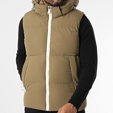 Kymaxx - Piumino con cappuccio senza maniche color cammello