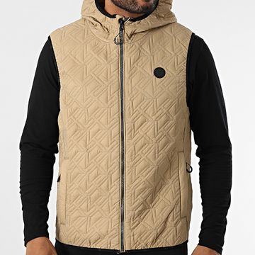 Kymaxx - Cappotto senza maniche con cappuccio beige