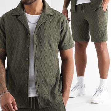 LBO - Camicia a maniche corte e pantaloncini da jogging 0261 Verde Khaki