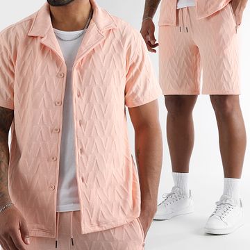 LBO - Set camicia a maniche corte e pantaloncini da jogging 0262 Rosa
