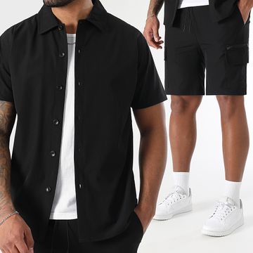 LBO - Set camicia a maniche corte e pantaloncini cargo 0268 nero