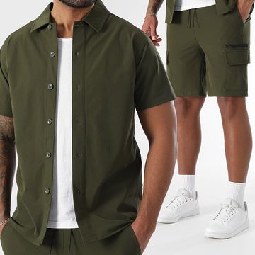 LBO - Set camicia a maniche corte e pantaloncini cargo 0270 Verde Khaki