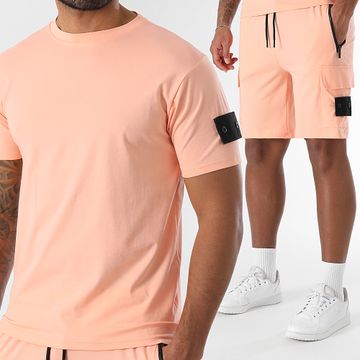 LBO - Set di maglietta cargo e pantaloncini da jogging 0283 Coral