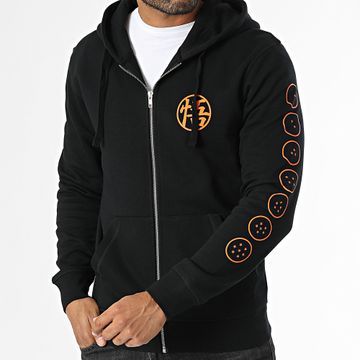 Dragon Ball Z - Goku Logo Felpa con cappuccio e zip Nero Arancione