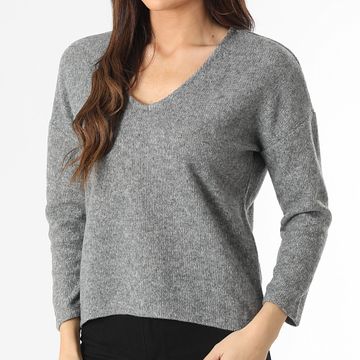 Vero Moda - Blis Maglione da donna con scollo a V Grigio Heather