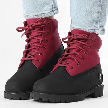 Timberland - Stivali Donna Premium 6 In Pizzo Impermeabile A6BET Nero Nubuck Rosa Scuro
