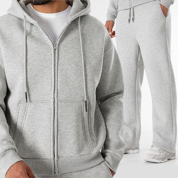 LBO - Felpa con cappuccio e zip e set di pantaloni da jogging 3630 grigio erica