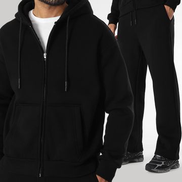 LBO - Felpa con cappuccio e zip e set di pantaloni da jogging 3631 nero