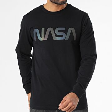 NASA - Maglietta manica lunga Worm Logo Nero Arcobaleno Nero Iridescente