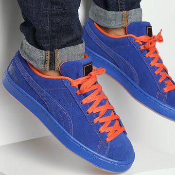 Puma - Rocket League Scarpe da ginnastica in pelle scamosciata 399433 Dart Blu Rickie Arancione