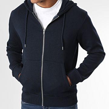 Produkt - GMS Basic Felpa con cappuccio e zip blu navy