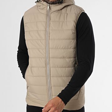 Classic Series - Piumino beige senza maniche con cappuccio