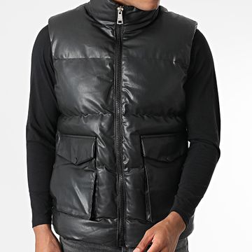 Classic Series - Cappotto senza maniche in similpelle nera