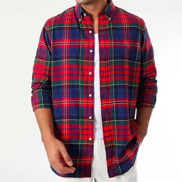 Polo Ralph Lauren - Camicia a scacchi a maniche lunghe Custom Fit Original Player Red Blue King