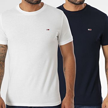Tommy Jeans - Set di 2 magliette in jersey 0687 bianco blu navy