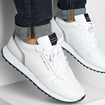 Tommy Hilfiger - Nuove scarpe da ginnastica Runner Eva Mix Leather Flag 5453 White