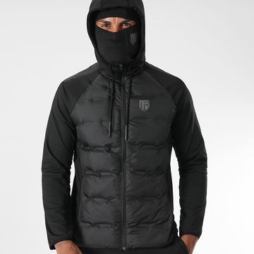 MA9 Mafia Nueve - Piumino con cappuccio e passamontagna neri riflettenti
