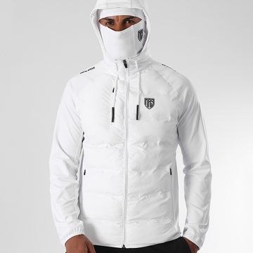 MA9 Mafia Nueve - Piumino con cappuccio e passamontagna bianchi riflettenti