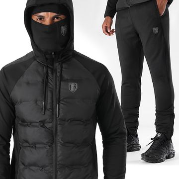 MA9 Mafia Nueve - Set di pantaloni da jogging e cappotto con cappuccio nero riflettente