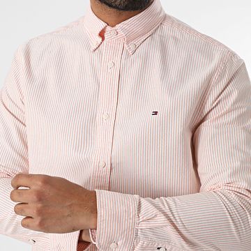 Tommy Hilfiger - Camicia Heritage Oxford a righe a maniche lunghe 6238 Arancione Bianco