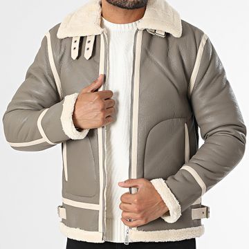 Frilivin - Giacca in ecopelle beige chiaro con zip