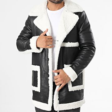 Frilivin - Giacca in similpelle bianca e nera