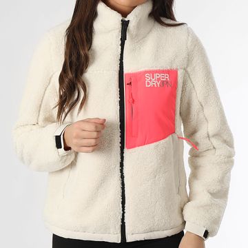 Superdry - Giacca Trekker Zip in pile da donna W5011743A Ecru