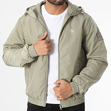 Calvin Klein - Giacca con zip con cappuccio 5596 verde cachi chiaro