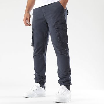 John H - XQ05 Pantaloni cargo a gamba larga blu navy