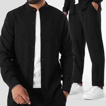 LBO - Set camicia a maniche lunghe e pantaloni testurizzati 1510 nero
