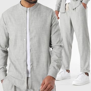 LBO - Set camicia a maniche lunghe e pantaloni testurizzati 1511 grigio