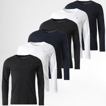 Tommy Hilfiger - Confezione da 6 camicie a maniche lunghe Signature 3378 Navy Nero Bianco