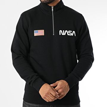 NASA - Top in felpa con scollo a zip sul petto, nero