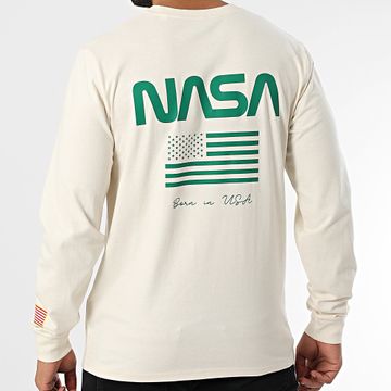 NASA - Maglietta a maniche lunghe Bandiera Born Beige Verde