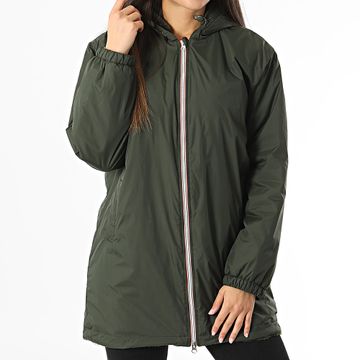 Only - Giacca donna Fry Fur con cappuccio e zip Verde Khaki